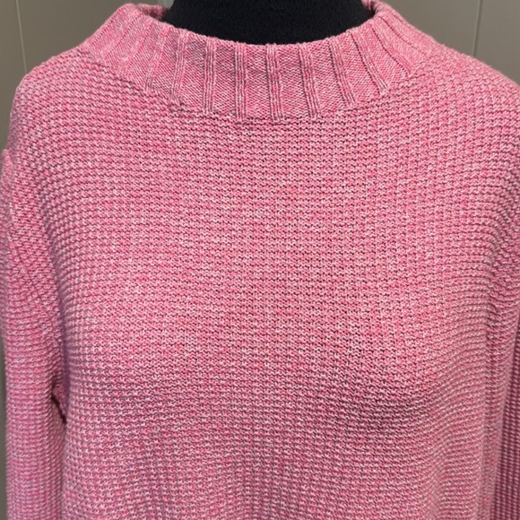 Nic+Zoe heather pink/white (orchid petal) waffle knit mock turtleneck sweater PL - Picture 5 of 9